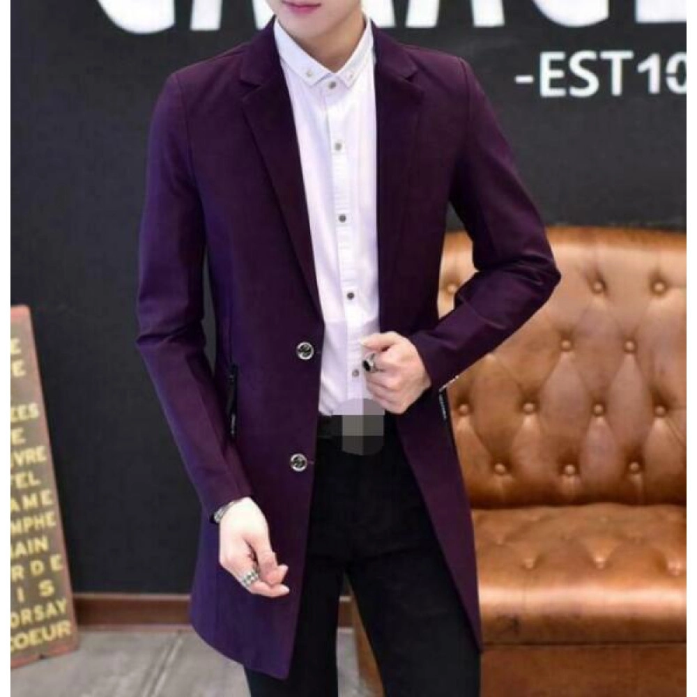 Mens Lapel Collar Slim Long Trench Coat Jacket Formal Prom Blazers Suit Outwear Mens Lapel Collar Slim Long Trench Coat Jacket Formal Prom Blazers Suit Outwear