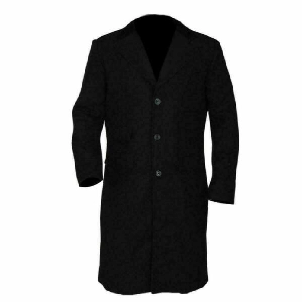 Peaky Blinders Mens 3/4 Long Black Wool Crombie Overcoat Jacket Slim Fit Coat Peaky Blinders Mens 3/4 Long Black Wool Crombie Overcoat Jacket Slim Fit Coat
