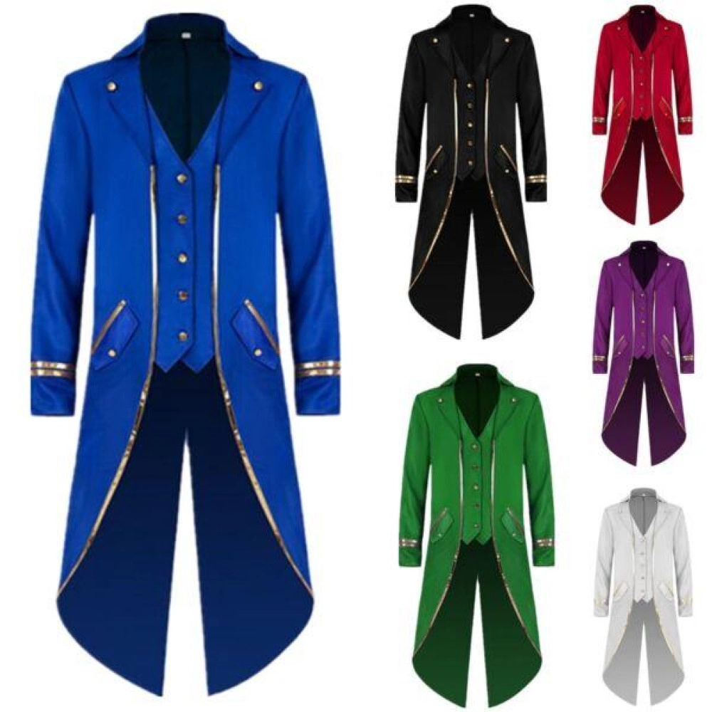 Mens Victorian Steampunk Tailcoat Jacket Coat Renaissance Medieval Costume Mens Victorian Steampunk Tailcoat Jacket Coat Renaissance Medieval Costume