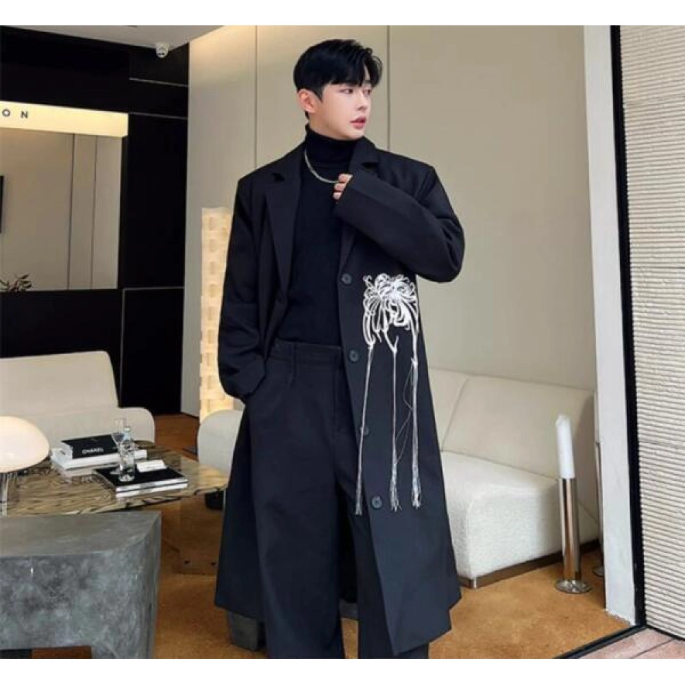 Men's Fashion Winter Lapel Long Sleeve Loose Flowers Windbreakers Casual Coats Men's Fashion Winter Lapel Long Sleeve Loose Flowers Windbreakers Casual Coats