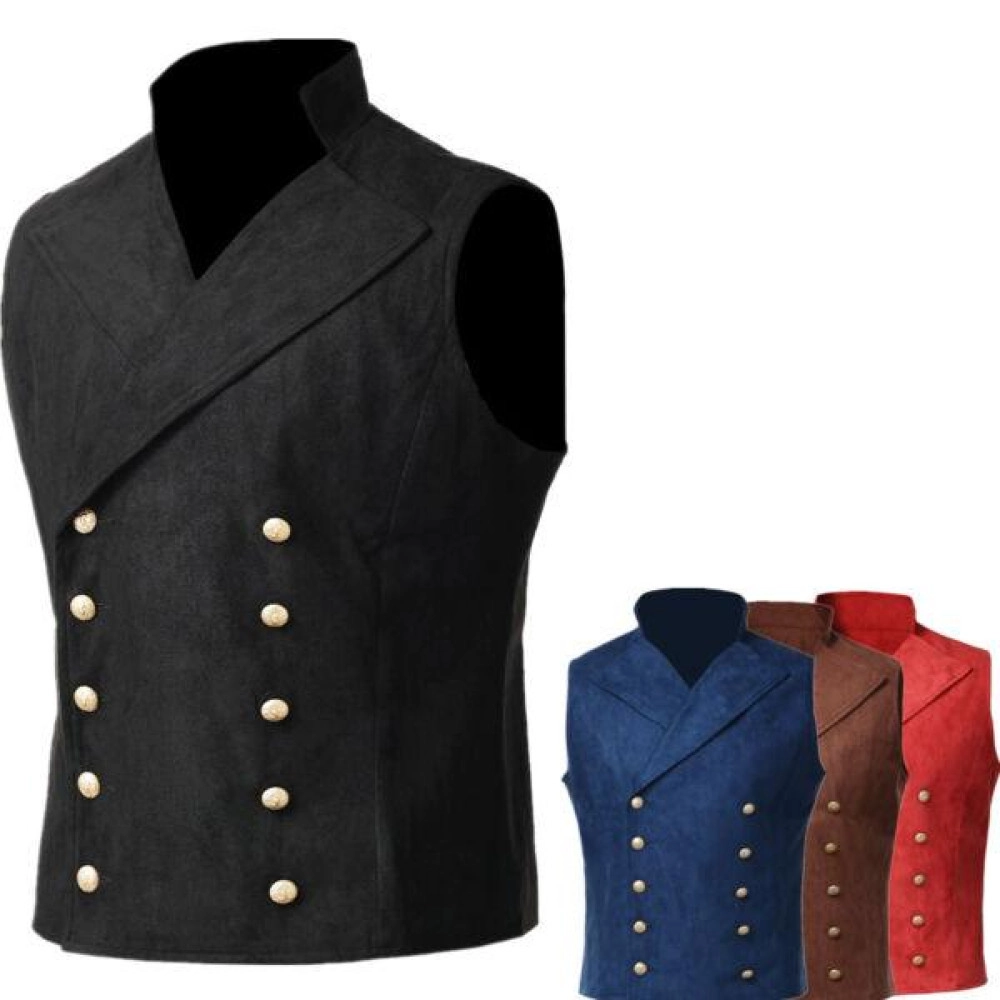 Victorian Mens Double Breasted Button Vest Gothic Steampunk Gentleman Waistcoat Victorian Mens Double Breasted Button Vest Gothic Steampunk Gentleman Waistcoat