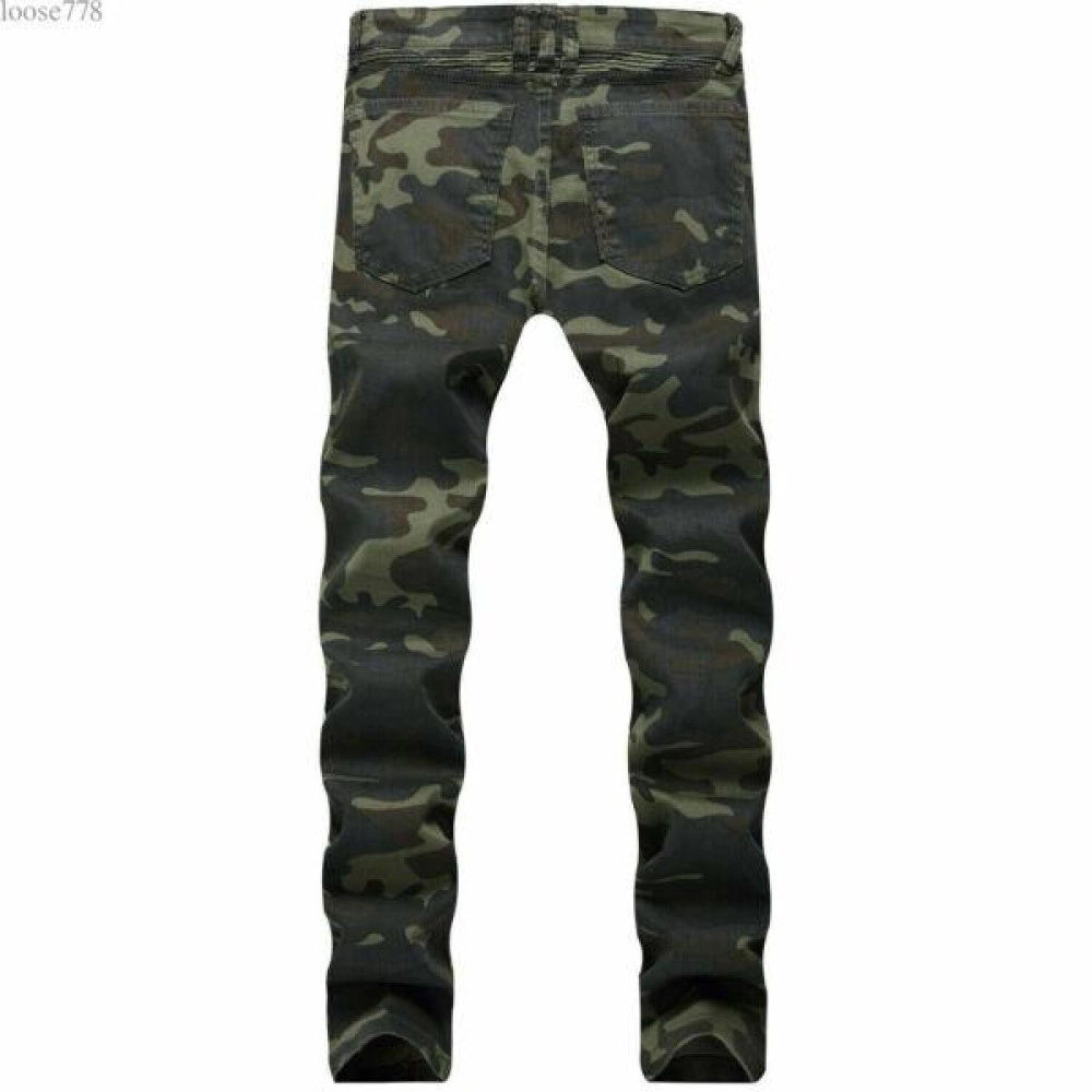 New Men's Camouflage Slim Fit Jeans Stretch Straight Denim Pants Biker Trousers New Men's Camouflage Slim Fit Jeans Stretch Straight Denim Pants Biker Trousers