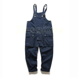 Men`s Denim Bib Overalls Loose Fit Baggy Street Hip Hop Japanese Suspender Pants