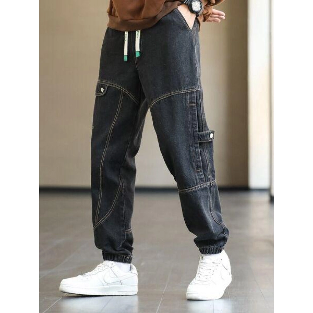2023 New Men's Strap Jeans Fashion Elastic Cotton Denim Harlan Pants 2023 New Men's Strap Jeans Fashion Elastic Cotton Denim Harlan Pants