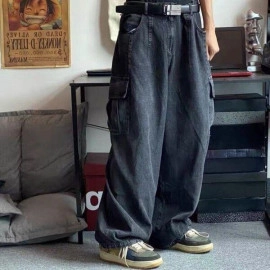 Baggy Jeans Trousers Male Wide Leg Pants Oversize Cargo Streetwear Hip Hop