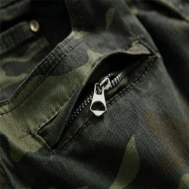 New Men's Camouflage Slim Fit Jeans Stretch Straight Denim Pants Biker Trousers