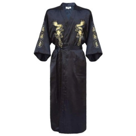 Kimono Bathrobe Gown Home Clothing Men Embroidery Robe Sleepwear Loose Nightwear