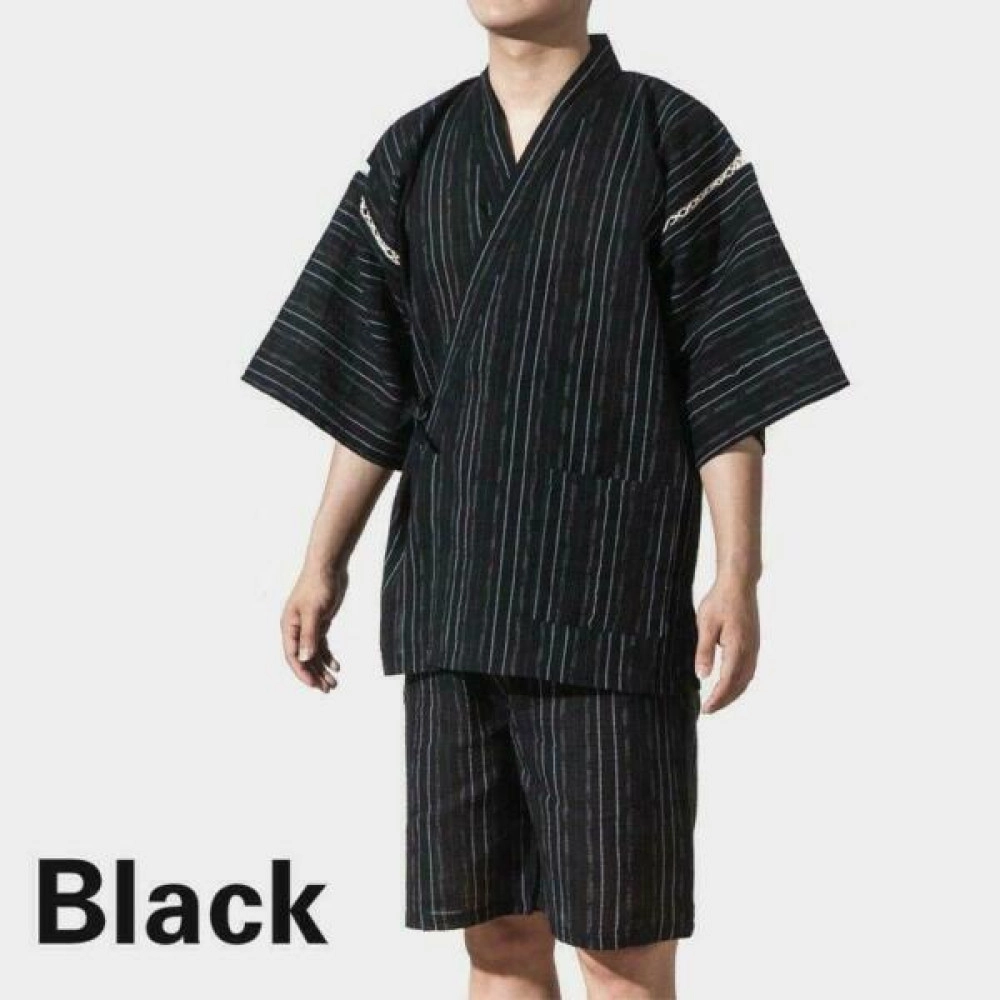 Mens Japanese Pyjama Suit Yukata Jinbei Traditional Kimono Nightwear Stripes Mens Japanese Pyjama Suit Yukata Jinbei Traditional Kimono Nightwear Stripes