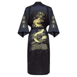 Kimono Bathrobe Gown Home Clothing Men Embroidery Robe Sleepwear Loose Nightwear