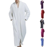 Men's Soft Plush Fleece Bathrobe Full Length Long Warm Lounge Robe with Pockets