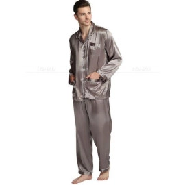 Mens Silk Satin Pajamas Pyjamas Set Sleepwear Set Loungewear Fits All Seasons