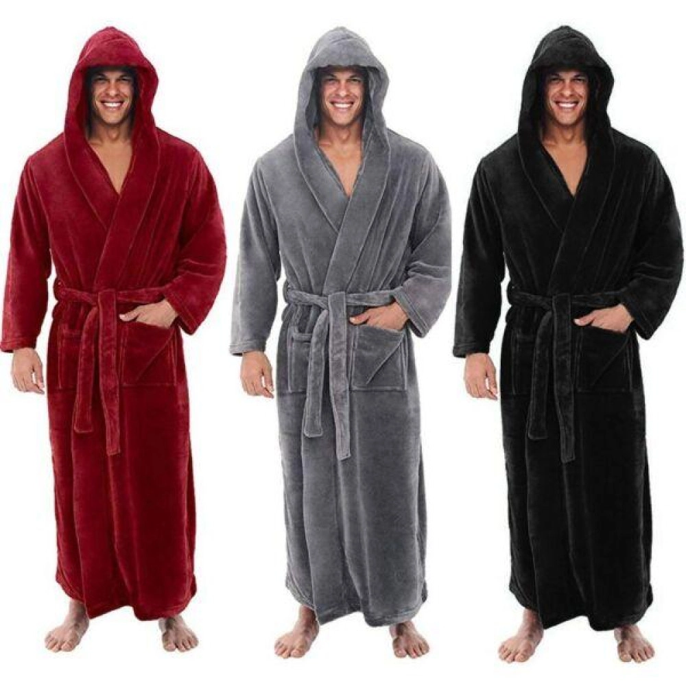 Winter Plush Lengthened Shawl Bathrobe Home Clothes Long Sleeved Robe Hood Coat Winter Plush Lengthened Shawl Bathrobe Home Clothes Long Sleeved Robe Hood Coat