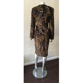 Couture Animal Print Leopard Faux Fur 2 Piece Jacket Formal Party Skirt Suit 8