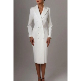 Long Jacket Dress Women Ladies Double Breasted Formal Dress Prom Evening Wear