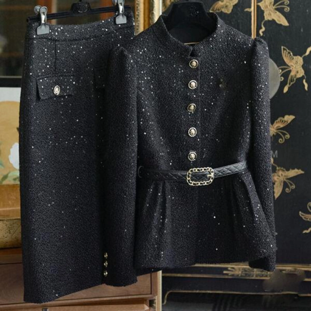 Banquet Party Women Tweed Stand-up Blazer Coat Bodycon Skirt Suits Formal Set Sz Banquet Party Women Tweed Stand-up Blazer Coat Bodycon Skirt Suits Formal Set Sz