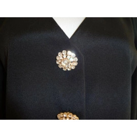VTG Custom Made Rare Black Silk Evening Jacket & Maxi Skirt Suit in size 6-8