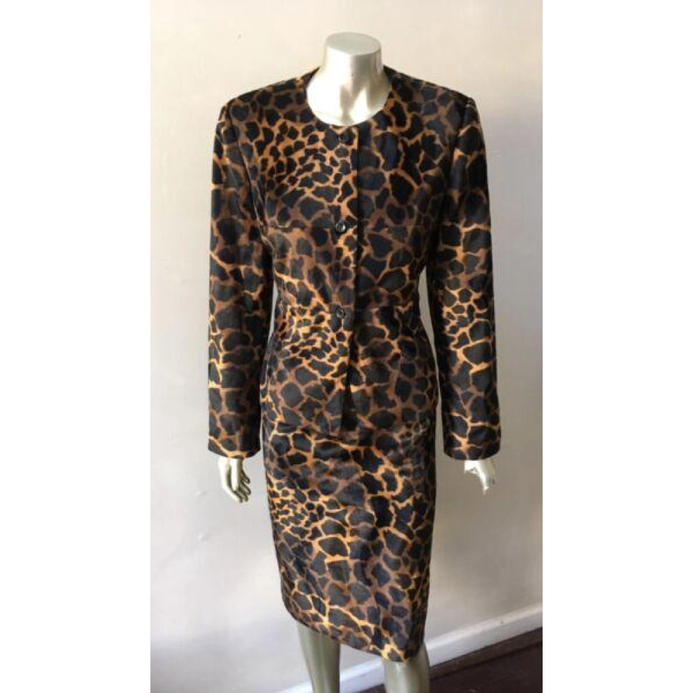 Couture Animal Print Leopard Faux Fur 2 Piece Jacket Formal Party Skirt Suit 8 Couture Animal Print Leopard Faux Fur 2 Piece Jacket Formal Party Skirt Suit 8