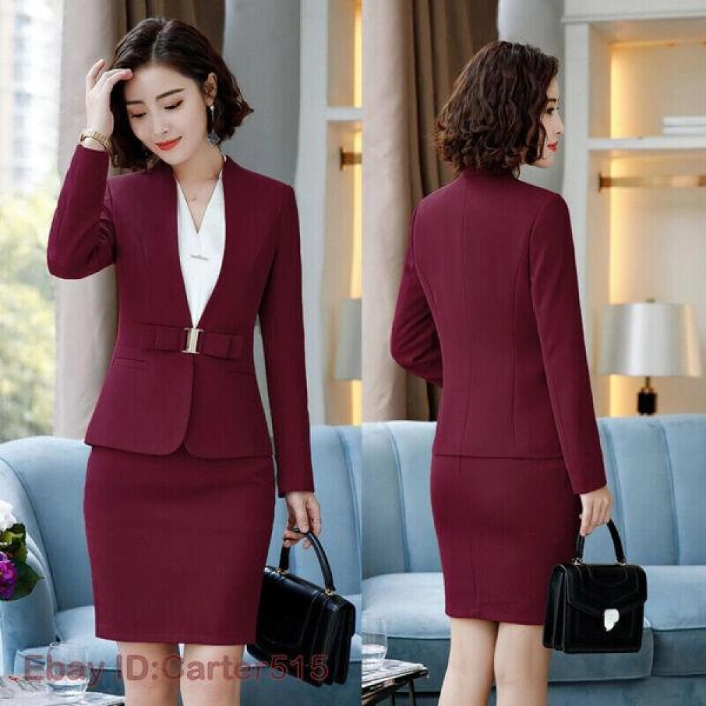 Lady Formal Business Suit Blazer Set Career Office Work Uniform Slim Plain Lady Formal Business Suit Blazer Set Career Office Work Uniform Slim Plain