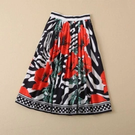  Holiday tiktok wholesale runway Lapel neck Long sleeves Print Button skirt suit