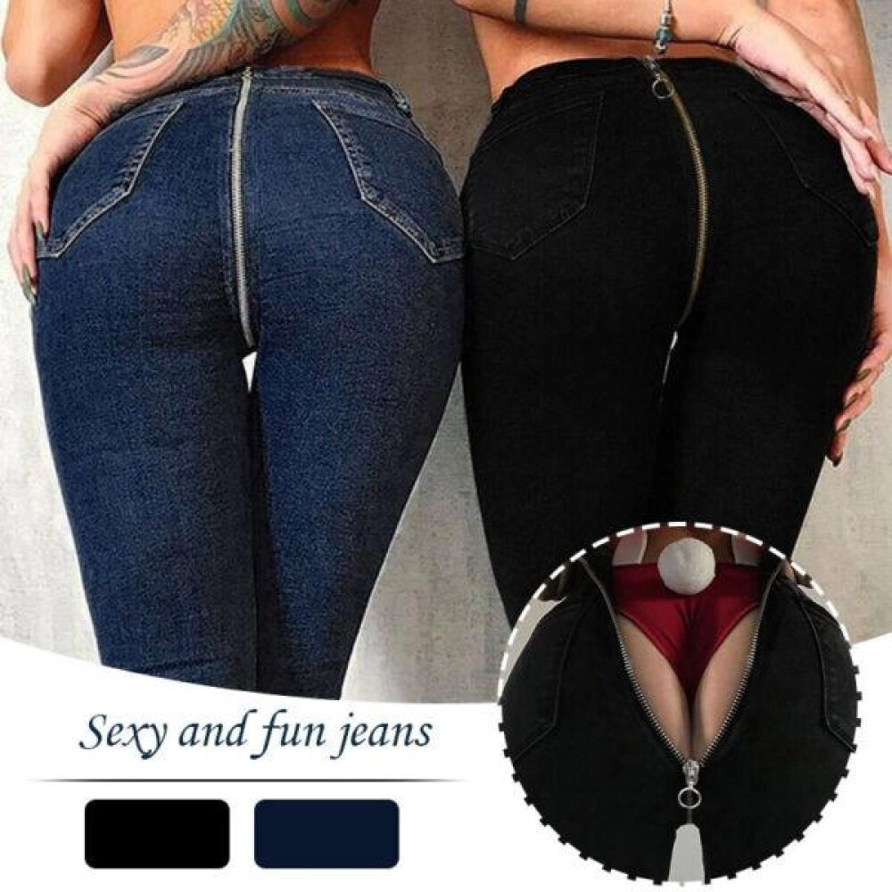 Women Back Zipper Jeans Pencil Stretch Denim Skinny Jeans High Waist Slim Pants Women Back Zipper Jeans Pencil Stretch Denim Skinny Jeans High Waist Slim Pants