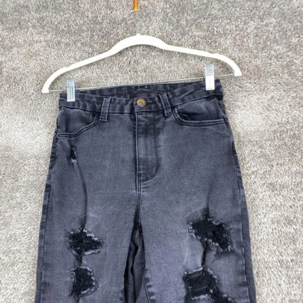 Unbranded Skinny Jeans Juniors Size 7 Black Rinse Wash Mid Rise Distressed Unbranded Skinny Jeans Juniors Size 7 Black Rinse Wash Mid Rise Distressed