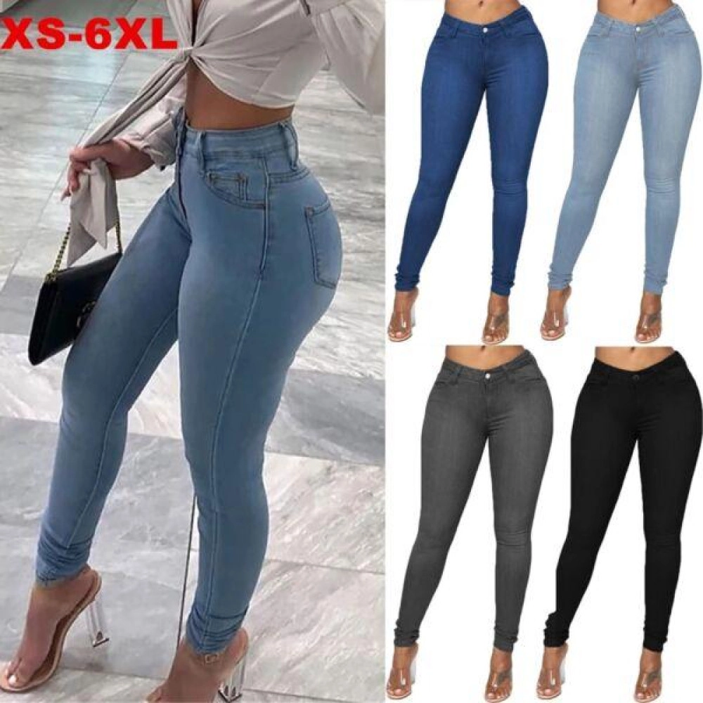 Womens Classic High Waist Skinny Stretch Butt Lifting Jeans Slim Fit Denim Pants Womens Classic High Waist Skinny Stretch Butt Lifting Jeans Slim Fit Denim Pants