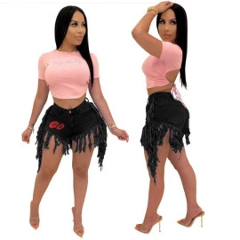 Women Stylish Ripped Patchwork Casual Short Jeans Club Denim Pants Trousers